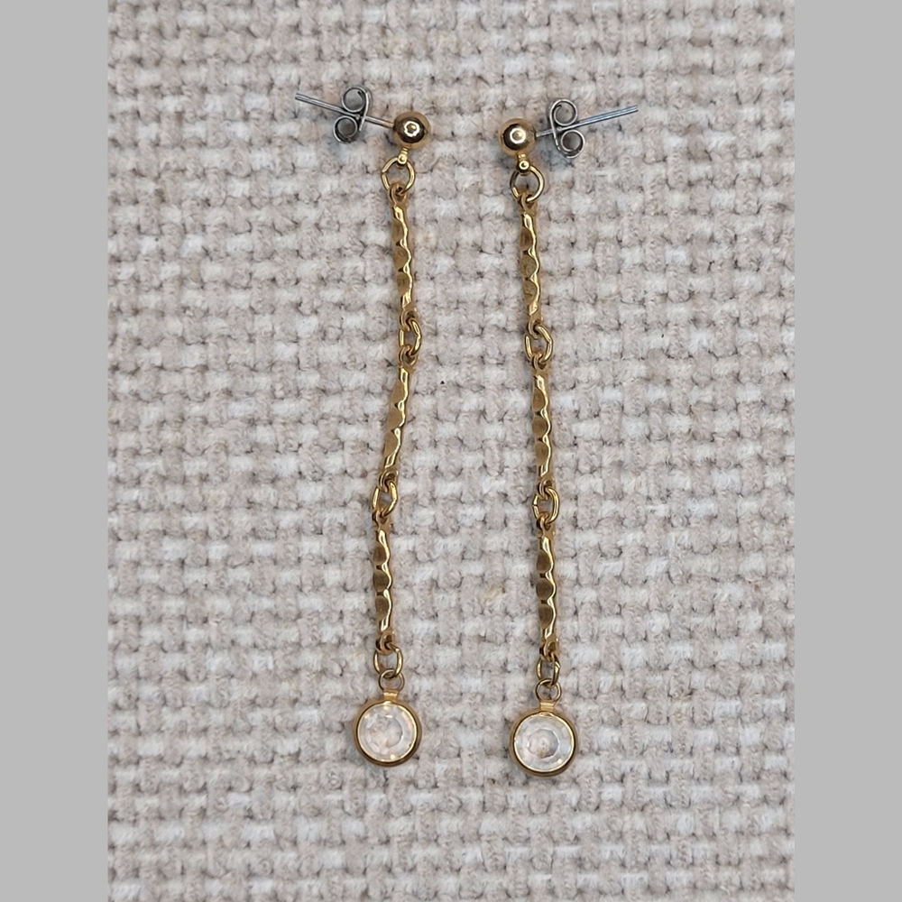 Vintage Rhinestone Gold Tone Drop Earrings